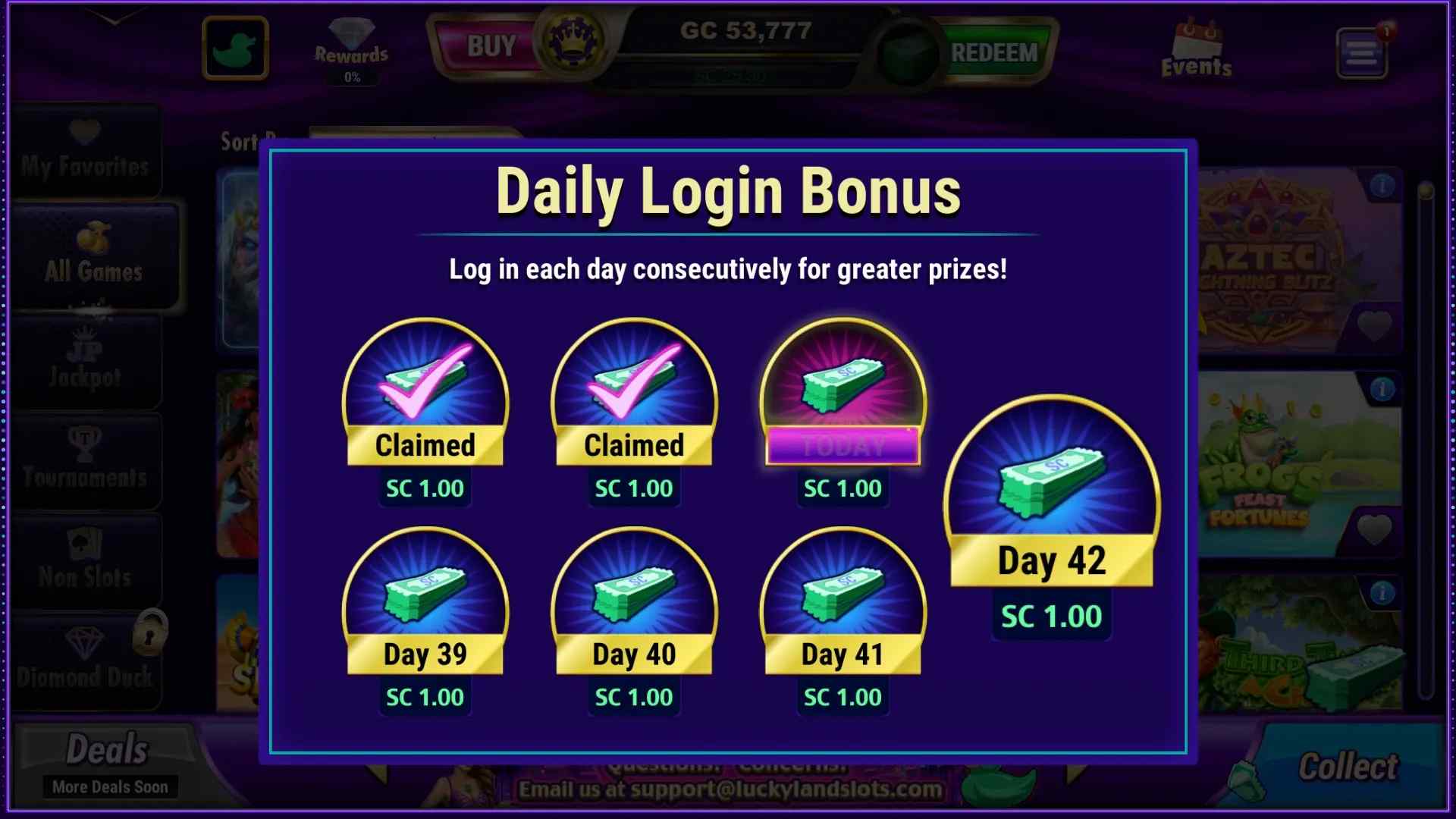 Daily login bonus